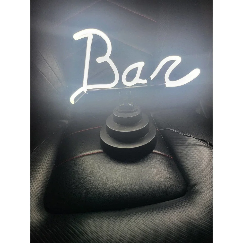 Electronic Plug In LED Neon Light Up Glass BAR Beer Sign Black & White